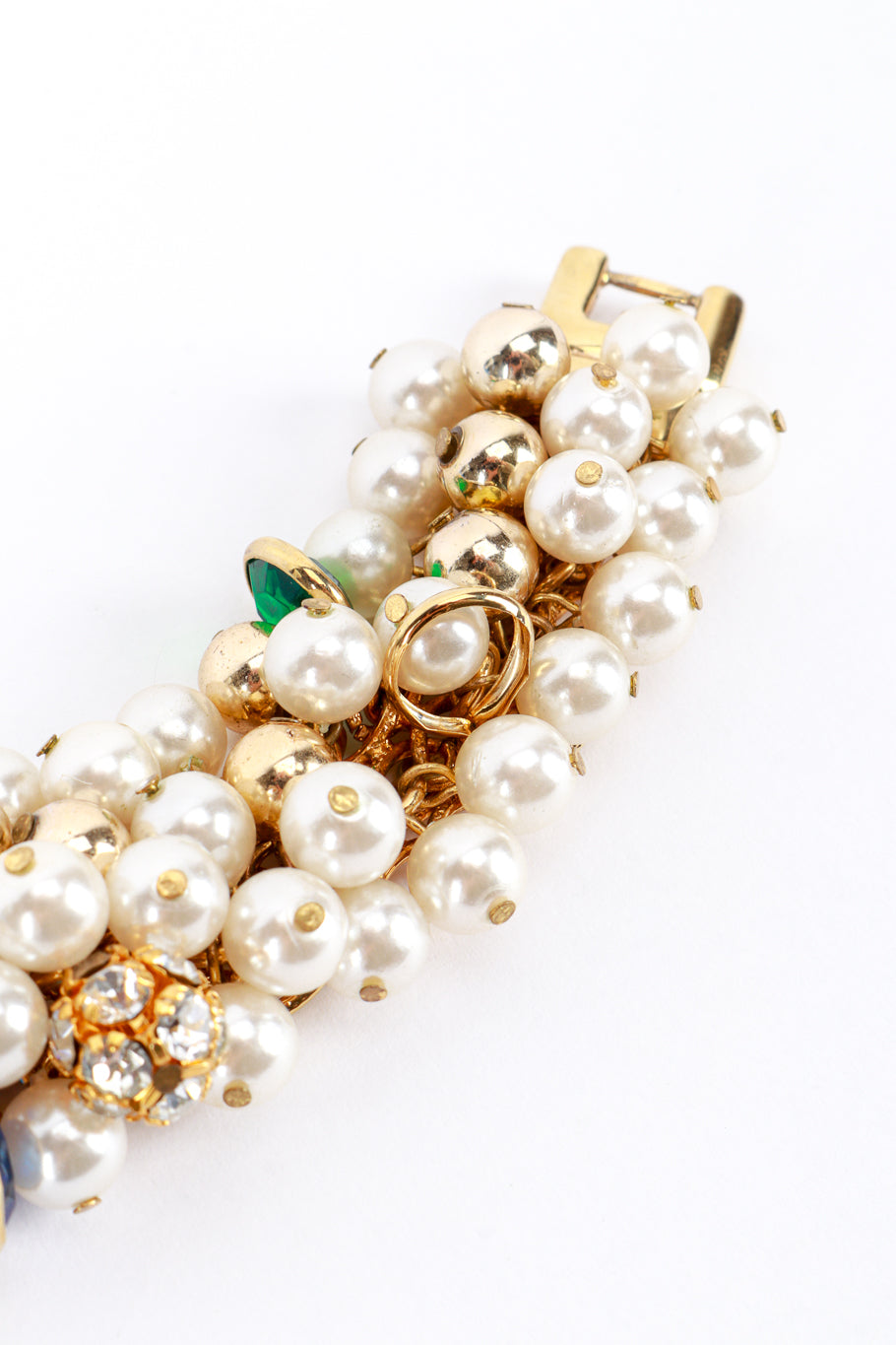 Pearl & Crystal Collar Necklace missing stone @RECESS LA