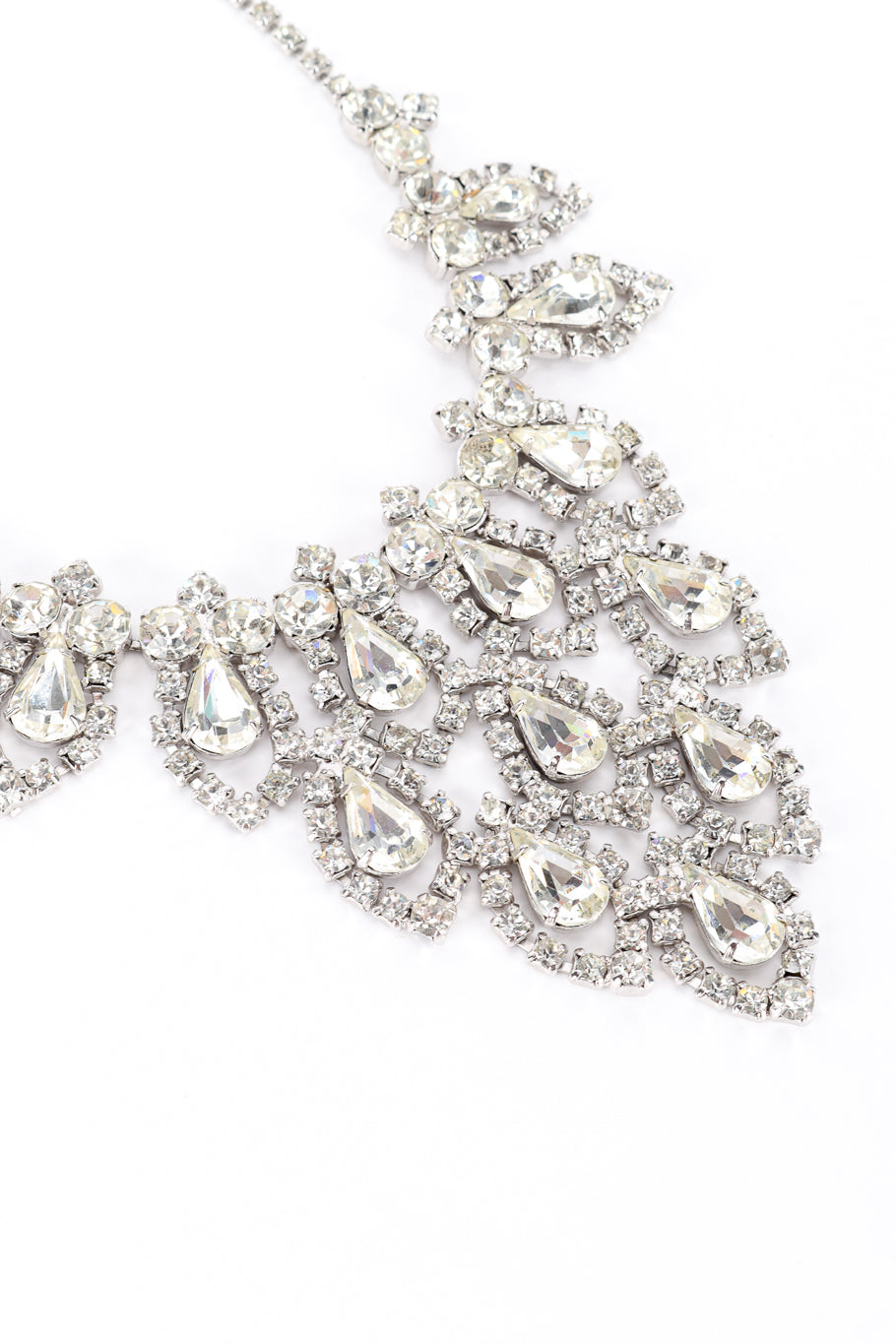 Vintage Pointed Crystal Bib Necklace crystal closeup @recess la