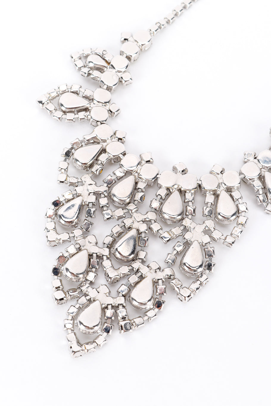 Vintage Pointed Crystal Bib Necklace back closeup @recess la