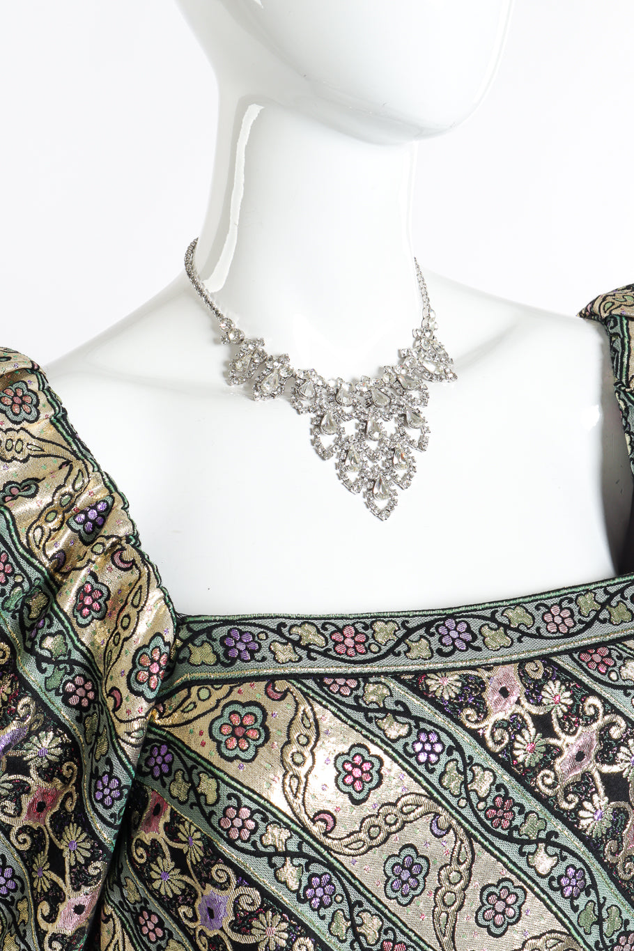 Vintage Pointed Crystal Bib Necklace on mannequin @recess la