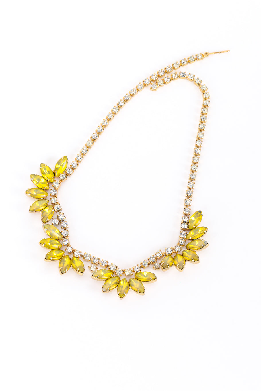 Vintage Crystal Marquise Cluster Necklace front @recess la
