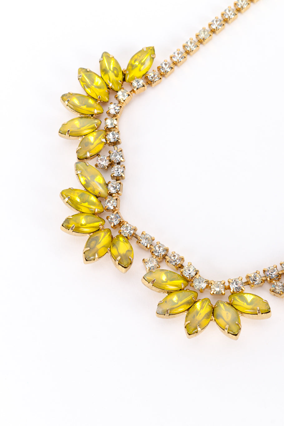 Vintage Crystal Marquise Cluster Necklace front closeup @recess la