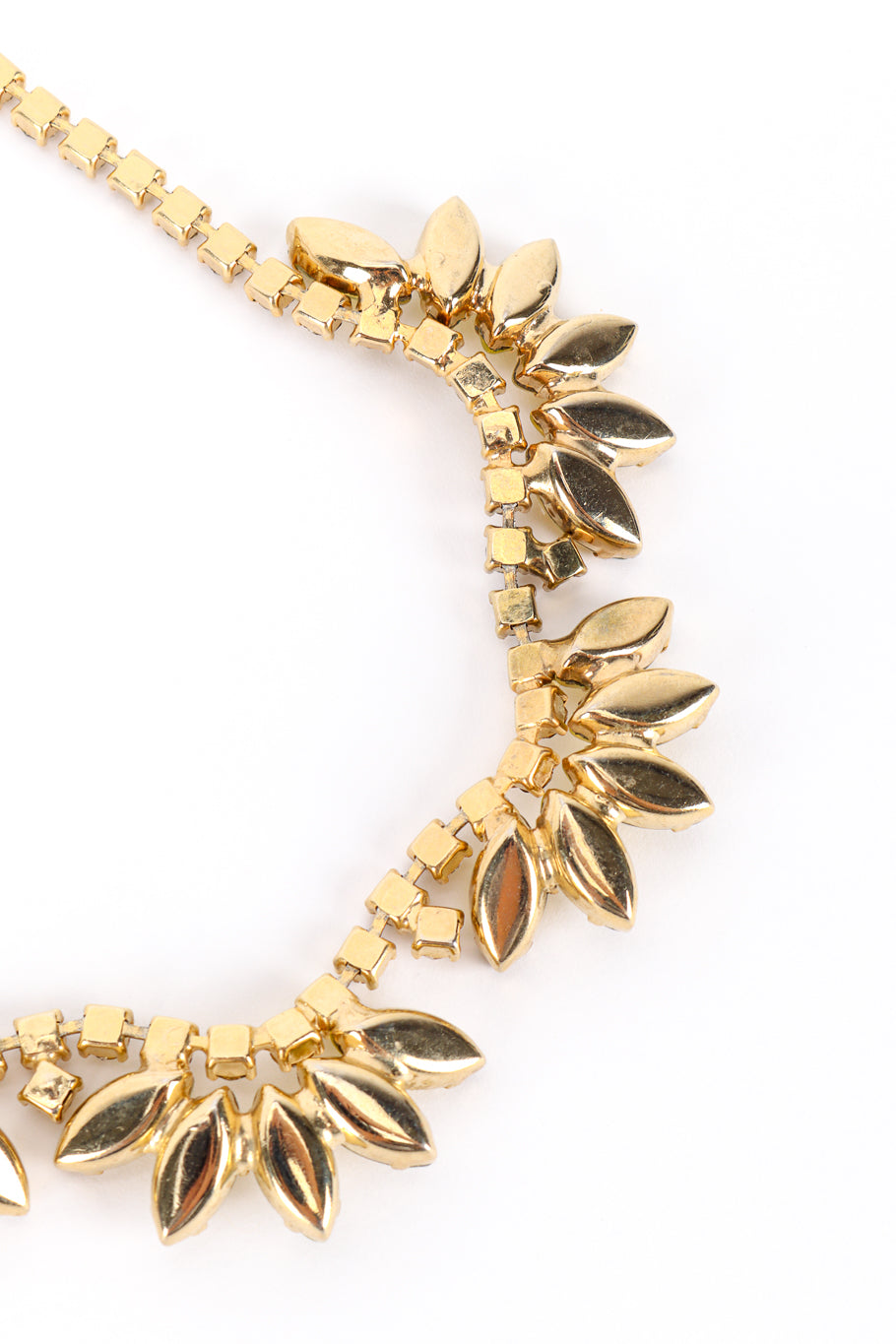 Vintage Crystal Marquise Cluster Necklace back closeup @recess la