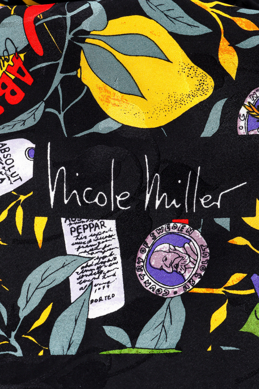 Nicole Miller Absolut Vodka Silk Scarf nicole miller signature closeup @Recessla