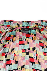 Vintage Nicole Miller Concert Ticket Silk Button Up view of interior @recess la