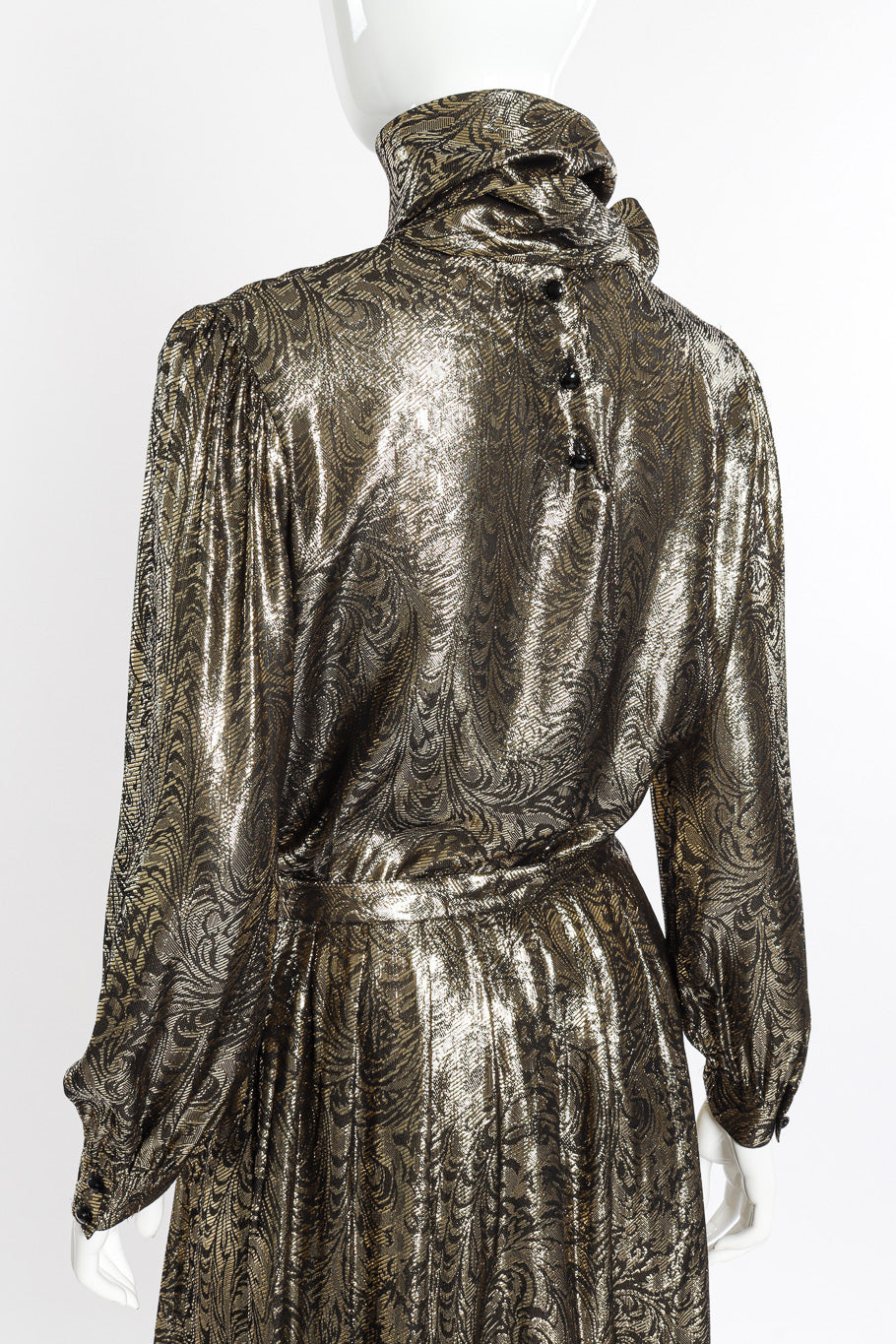 Vintage Nolan Miller Lamé Jacquard Blouse & Skirt Set back on mannequin @recessla