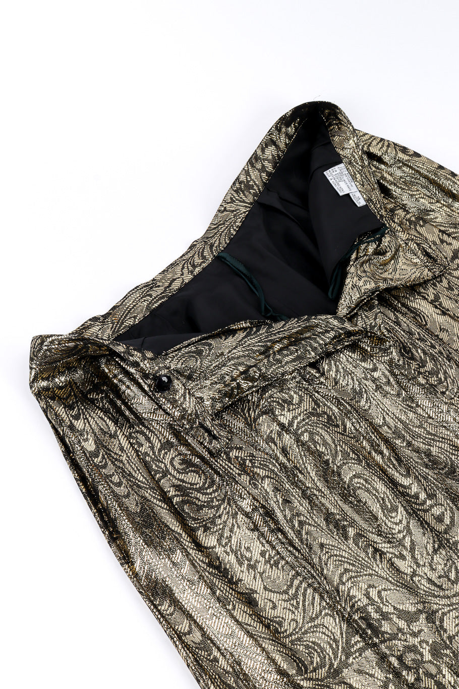 Vintage Nolan Miller Lamé Jacquard Blouse & Skirt Set skirt back unzipped @recessla
