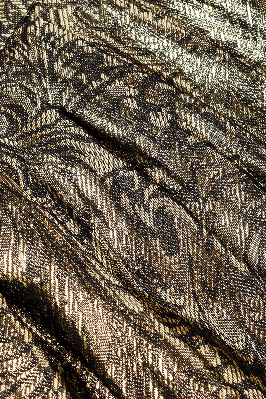 Vintage Nolan Miller Lamé Jacquard Blouse & Skirt Set fabric closeup @recessla