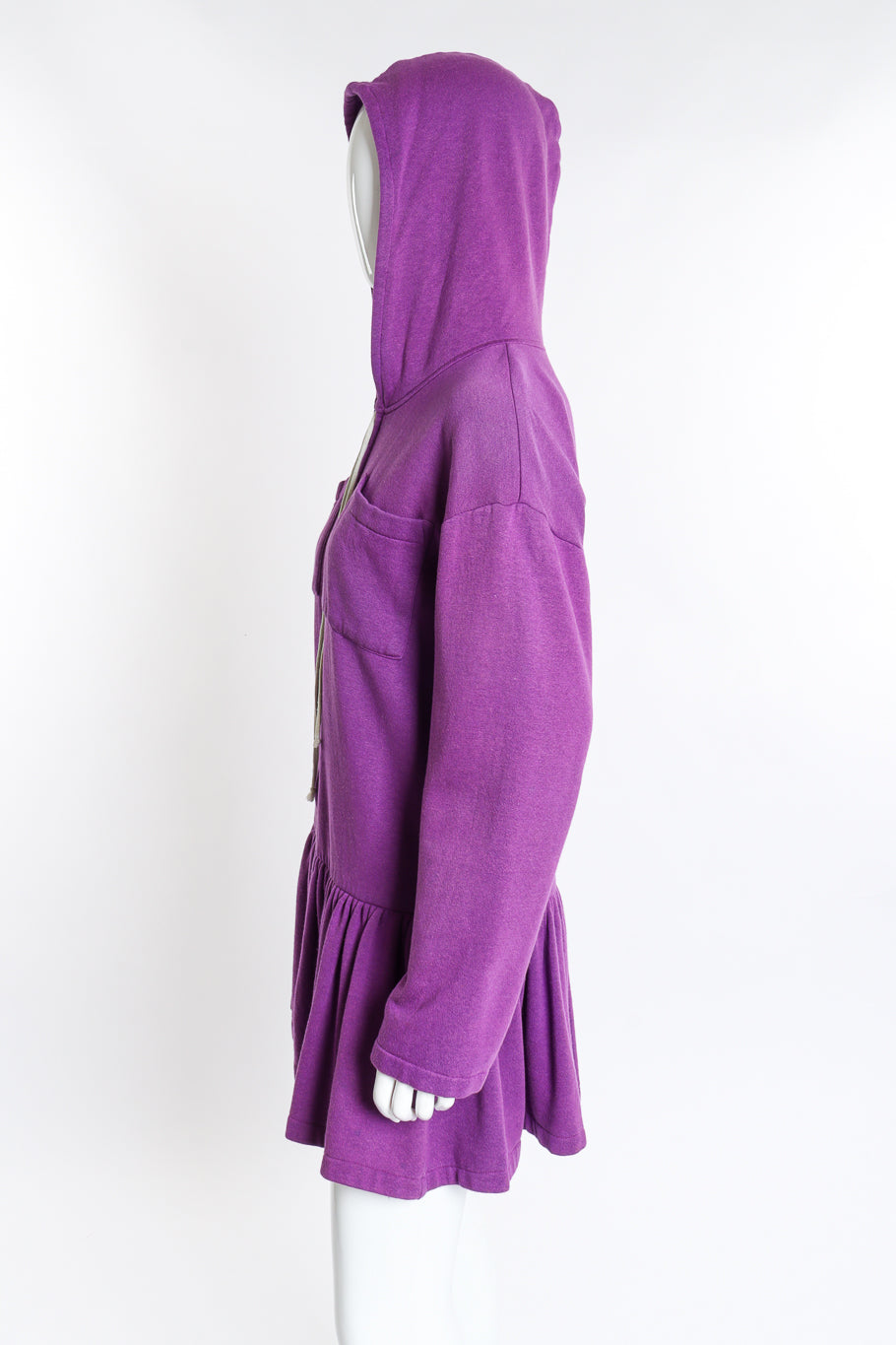 Vintage Norma Kamali Hooded Terry Dress side on mannequin hood up @recess la