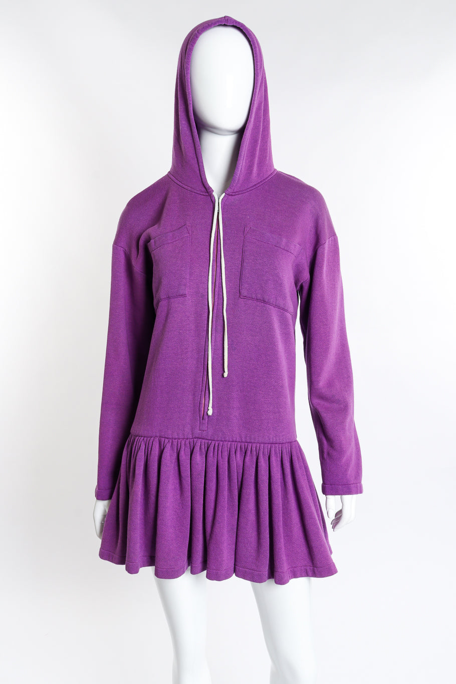 Vintage Norma Kamali Hooded Terry Dress front on mannequin hood up @recess la