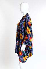 Vintage Off Broadway Floral Velvet Duster side on mannequin @recess la