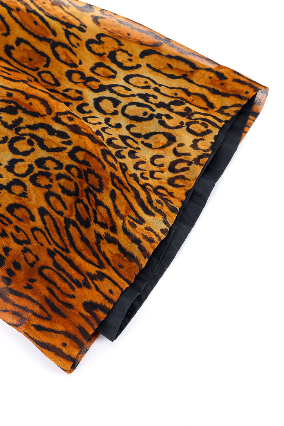 Vintage Oscar de la Renta Leopard Silk Jumpsuit pant leg lining closeup @recessla