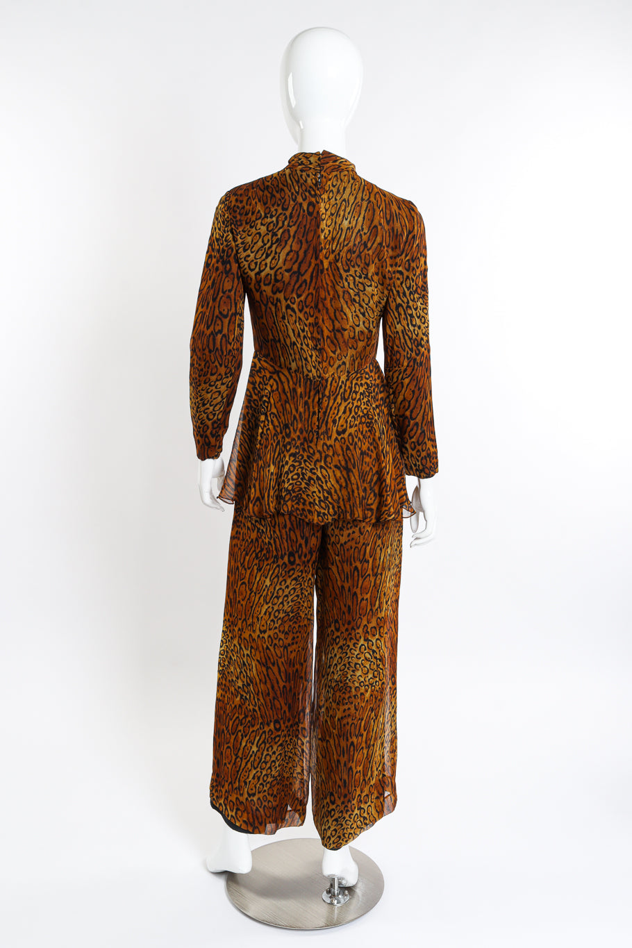 Vintage Oscar de la Renta Leopard Silk Jumpsuit back on mannequin @recessla