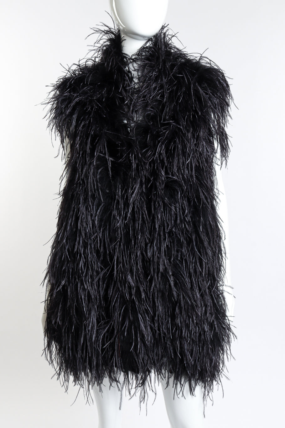 Vintage Libertine Ostrich Feather Vest front on mannequin closeup @recess la