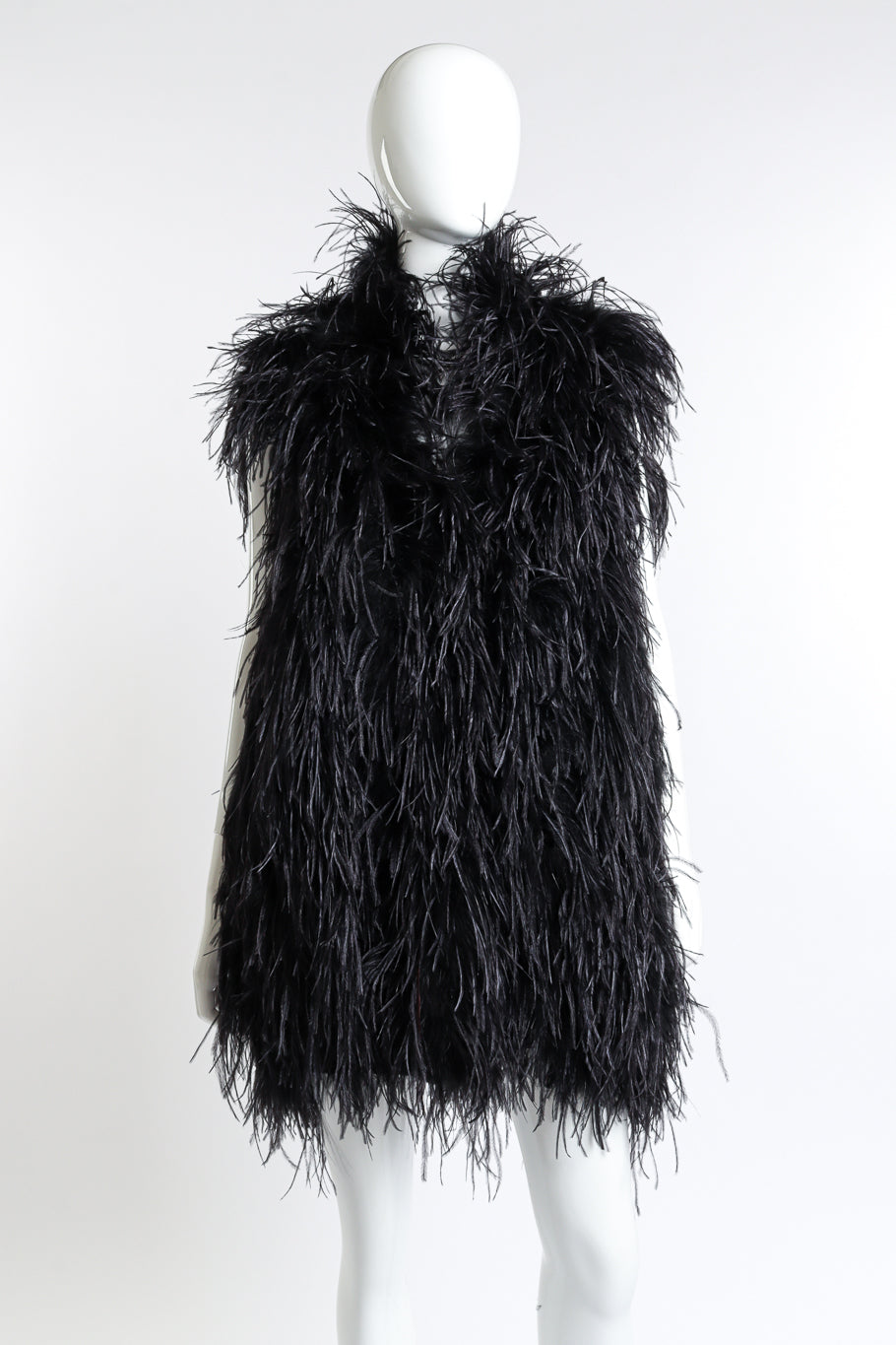 Vintage Libertine Ostrich Feather Vest front on mannequin @recess la