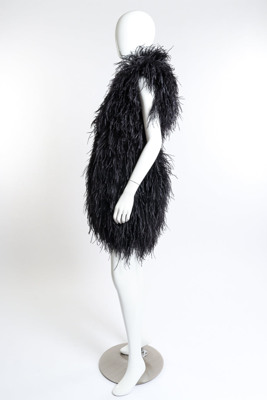 Vintage Libertine Ostrich Feather Vest side on mannequin @recess la
