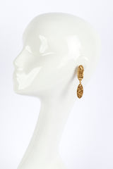 Vintage Biche de Bere Hammered Oval Necklace, Bracelet & Earrings Set earrings on mannequin @recess la