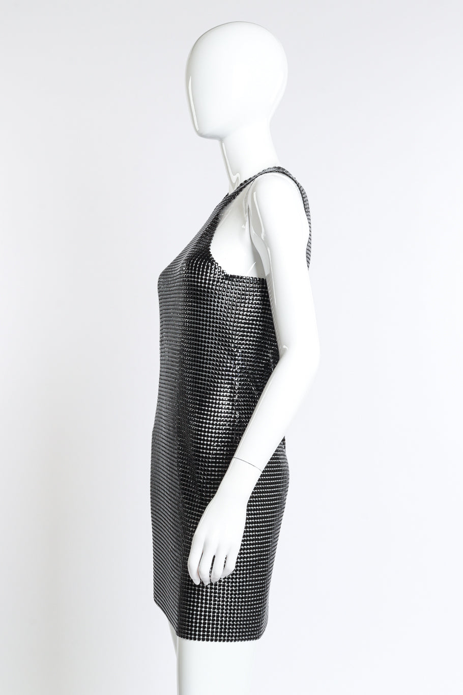 Paco Rabanne Racer Front Chainmail Dress side on mannequin @recess la