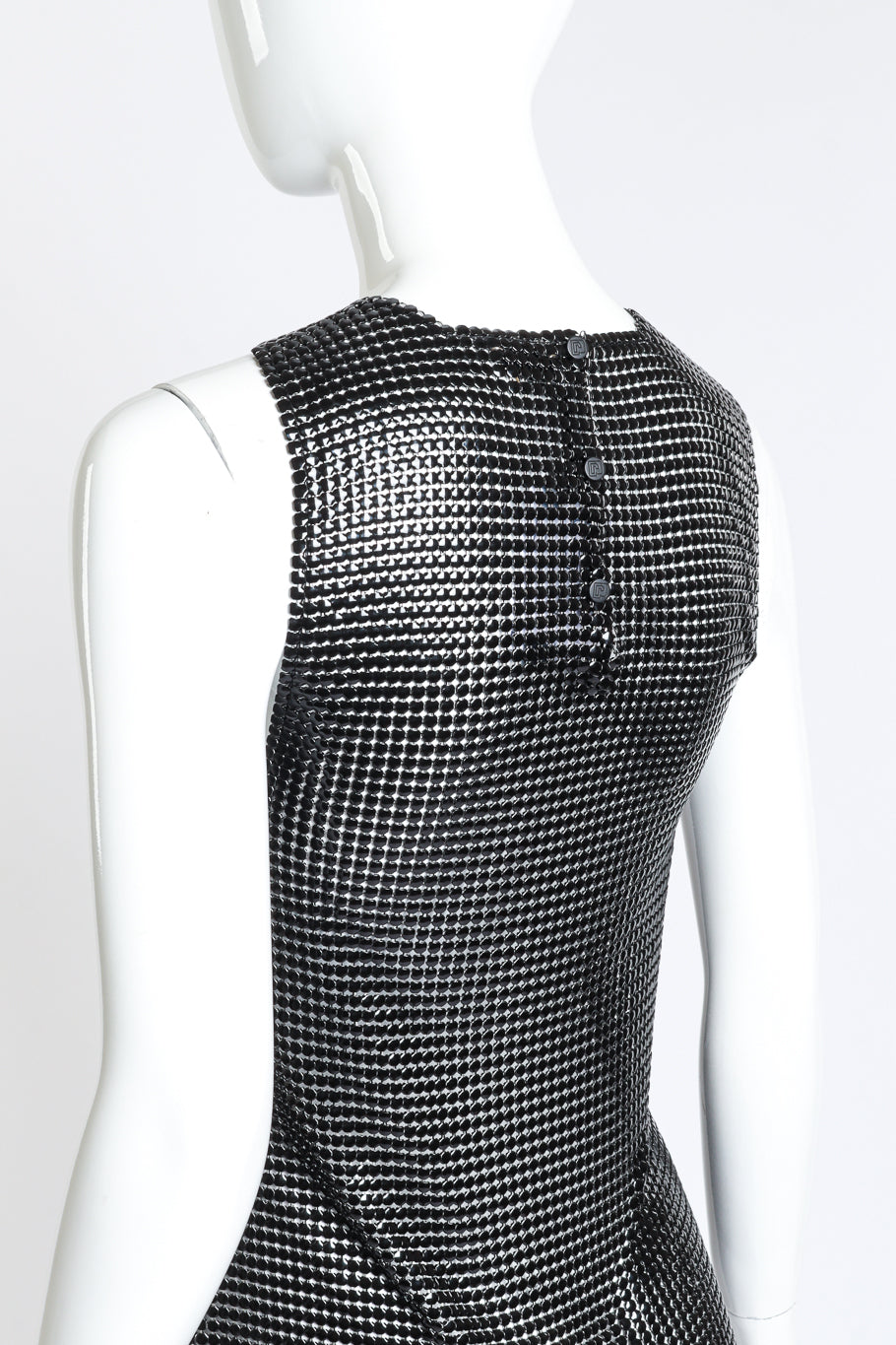 Paco Rabanne Racer Front Chainmail Dress back on mannequin closeup @recess la