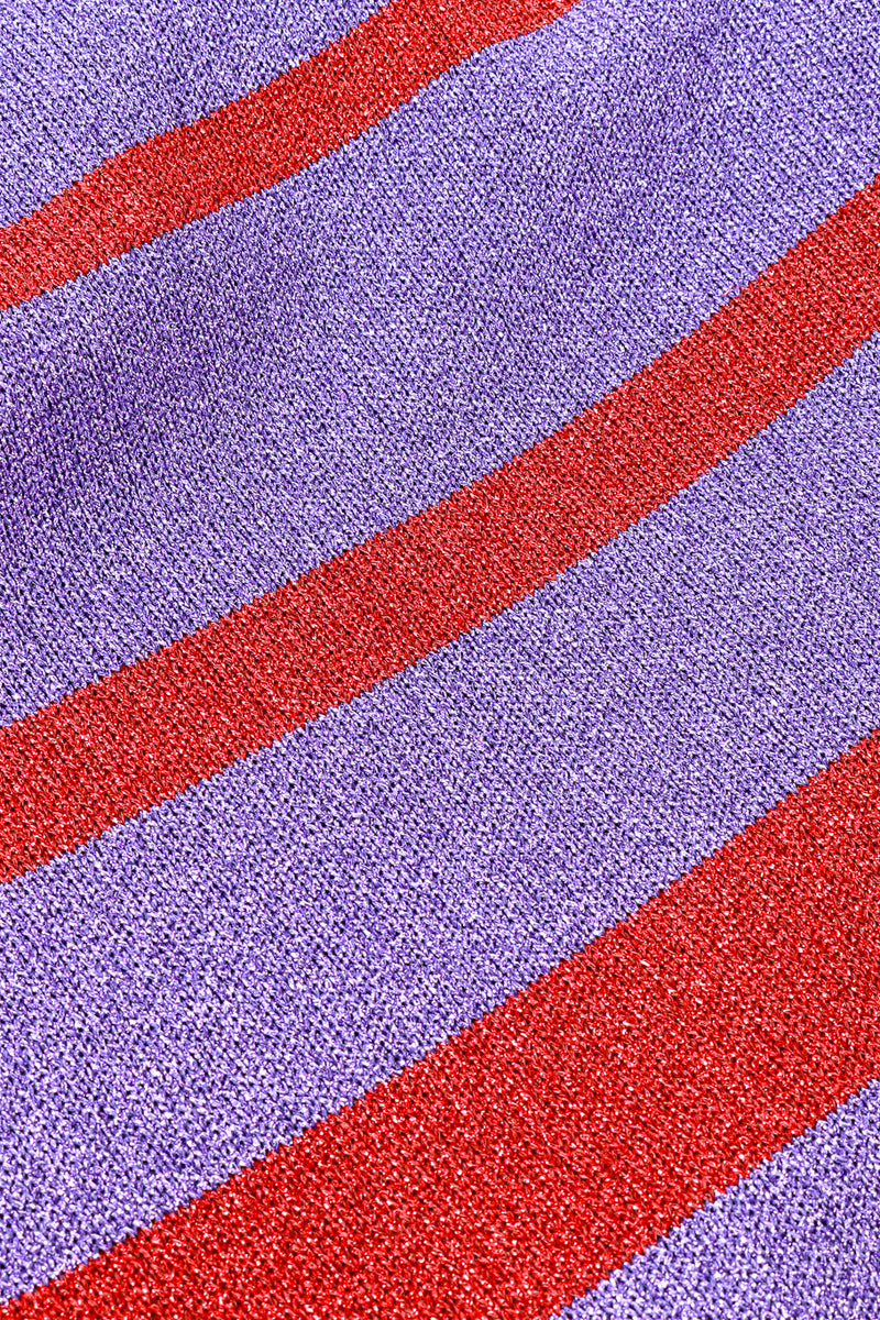 Paco Rabanne Striped Metallic Knit Maxi Dress closeup fabric at Recess LA