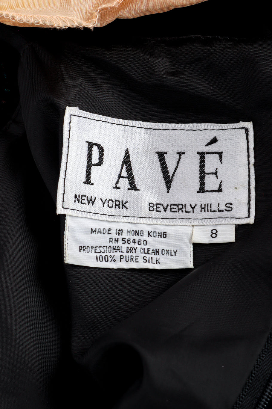 Vintage Pave Beaded Fringe Silk Dress signature label @recess la