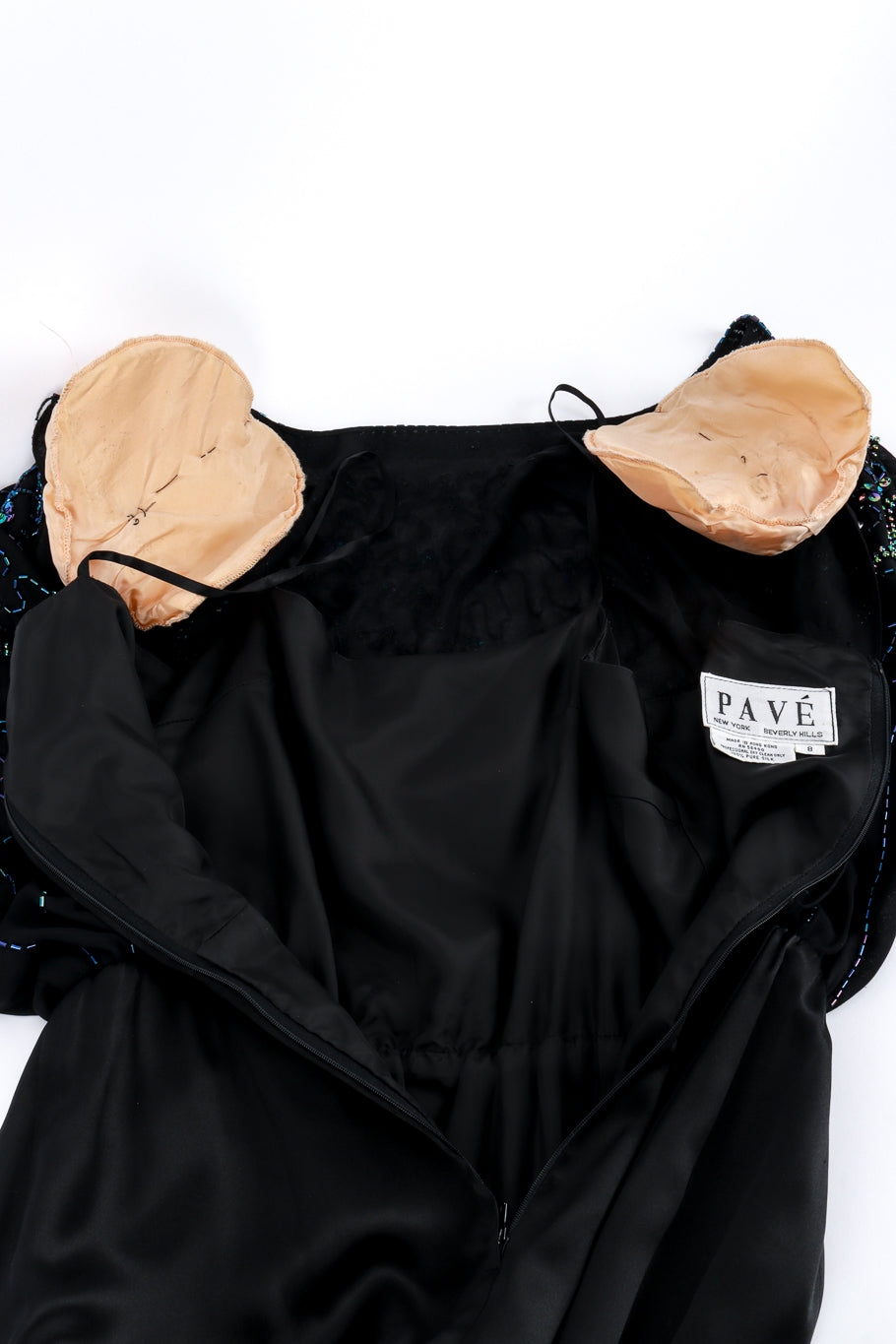 Vintage Pave Beaded Fringe Silk Dress back unzipped @recess la