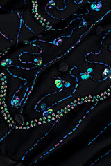 Vintage Pave Beaded Fringe Silk Dress button closure closeup @recess la