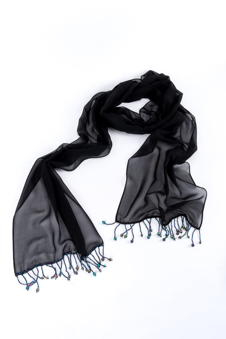 Vintage Pave Beaded Fringe Silk Dress waist sash @recess la