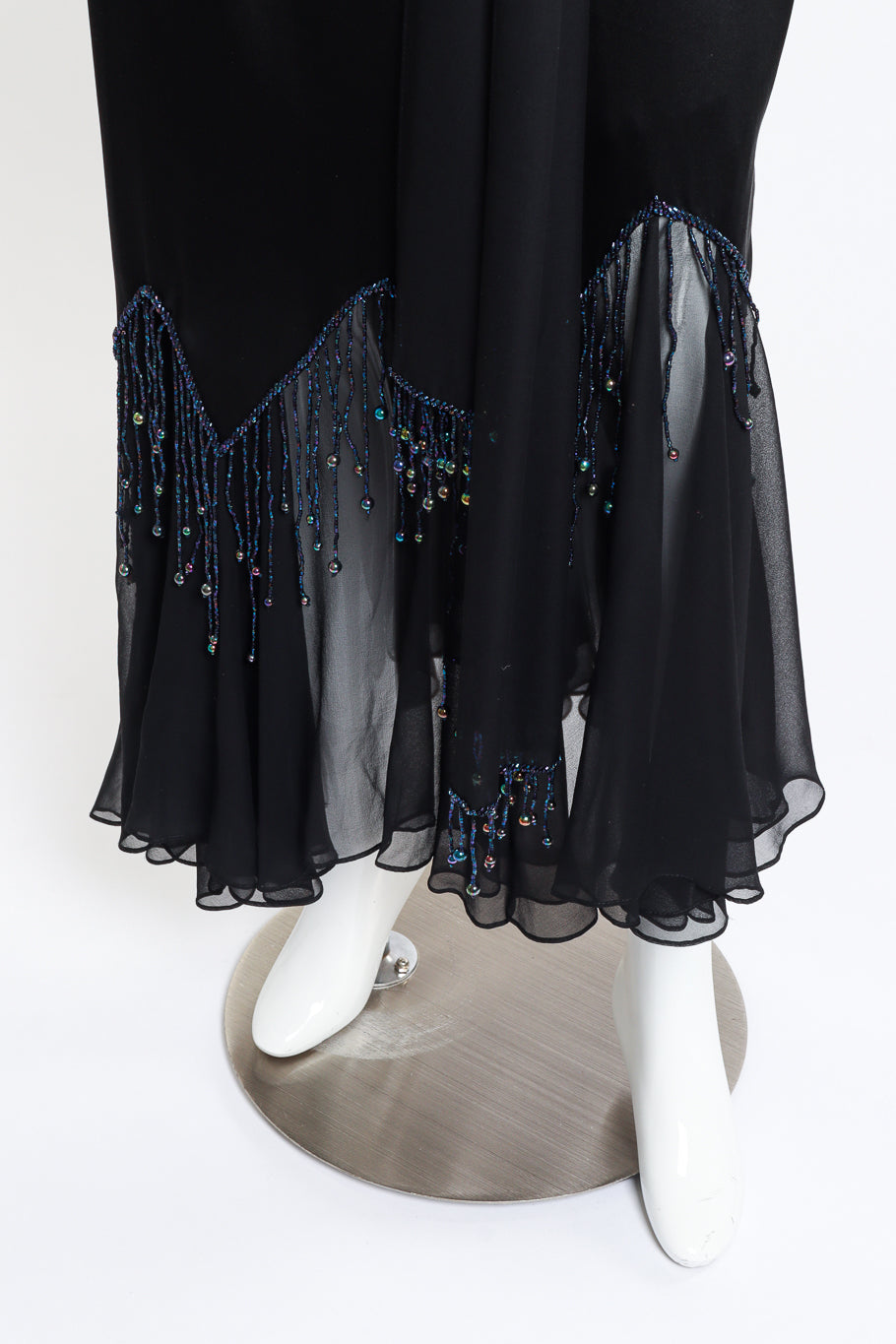 Vintage Pave Beaded Fringe Silk Dress hem closeup @recess la