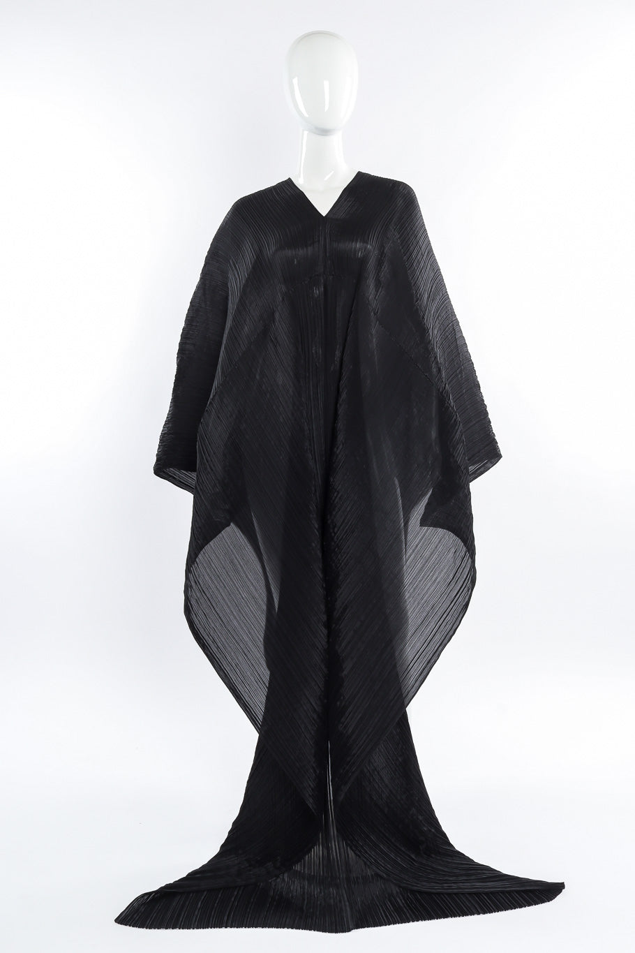 Pleats Please Issey Miyake Pleated Multi-Wrap Poncho II front view on mannequin @Recessla