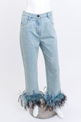 Prada Ostrich Feather Denim Pant front on mannequin @recess la