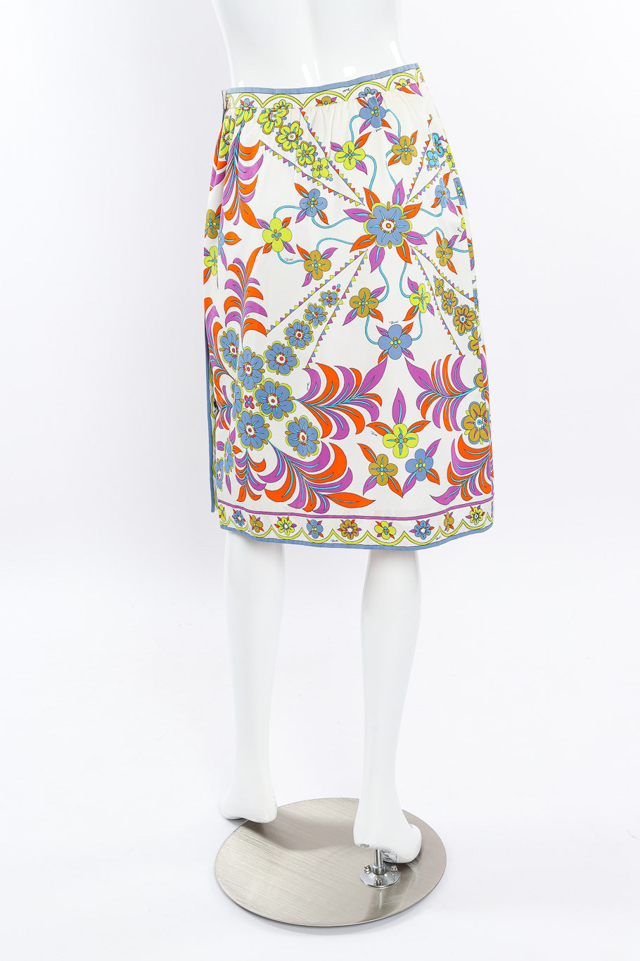 Vintage Emilio Pucci Buttercups A-line Skirt back view on mannequin @Recessla