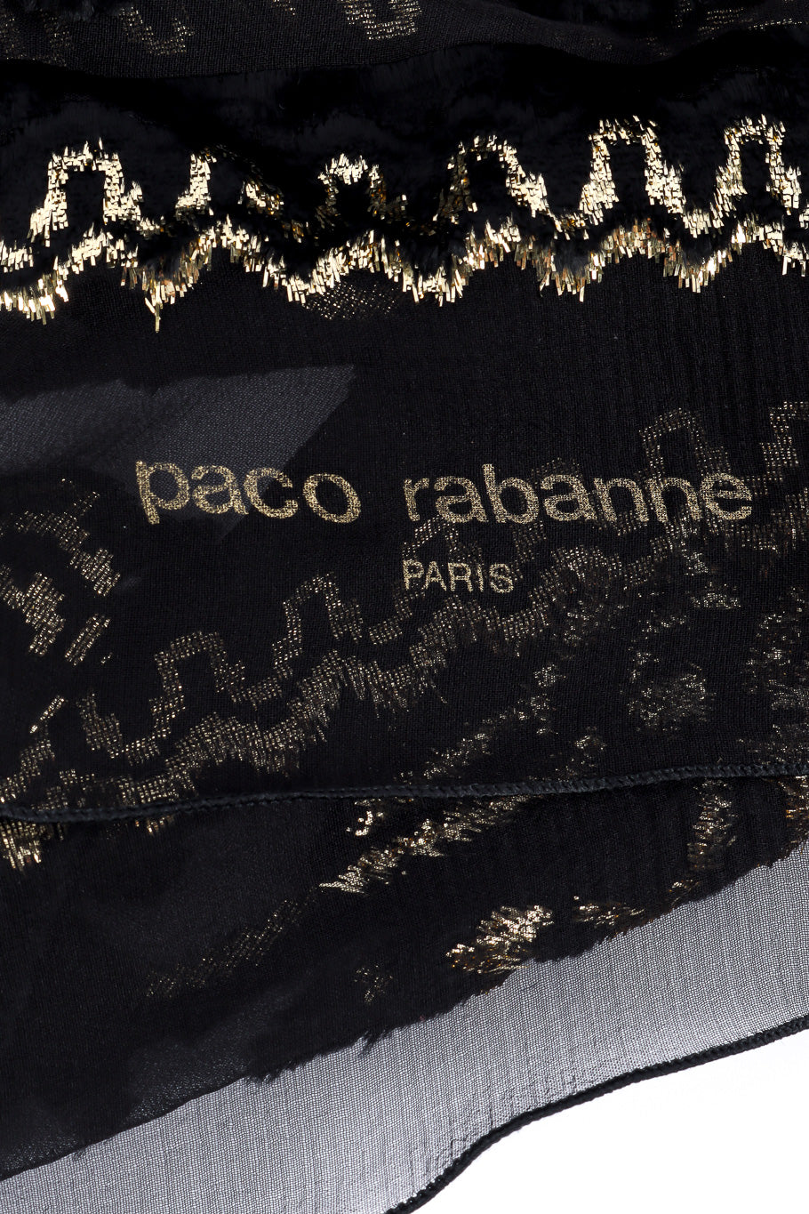 Chiffon velvet lamé scarf by Paco Rabanne signature @recessla