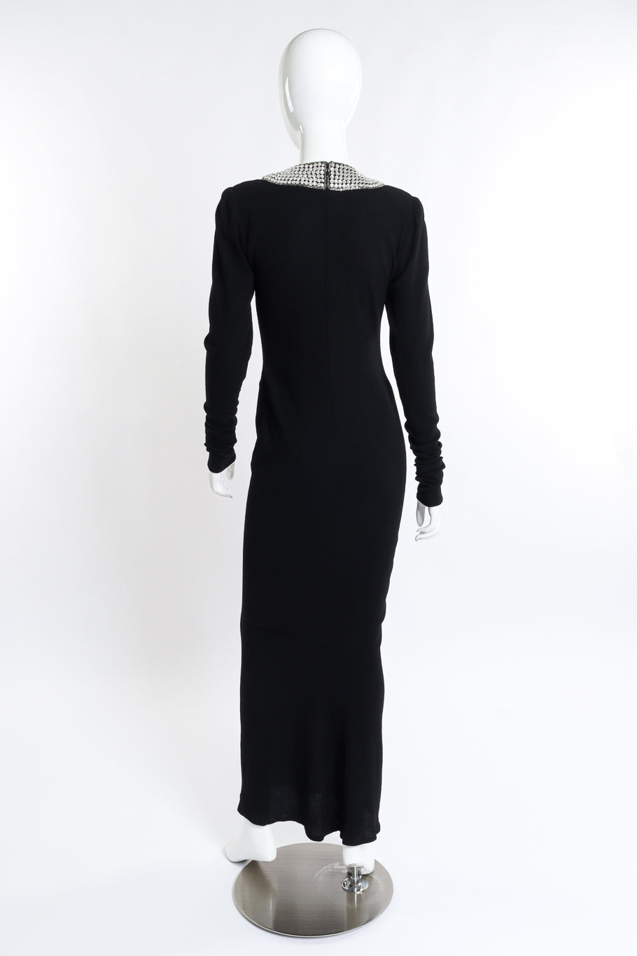 Vintage Pamela Dennis Crystal Plunge Dress back on mannequin @recess la