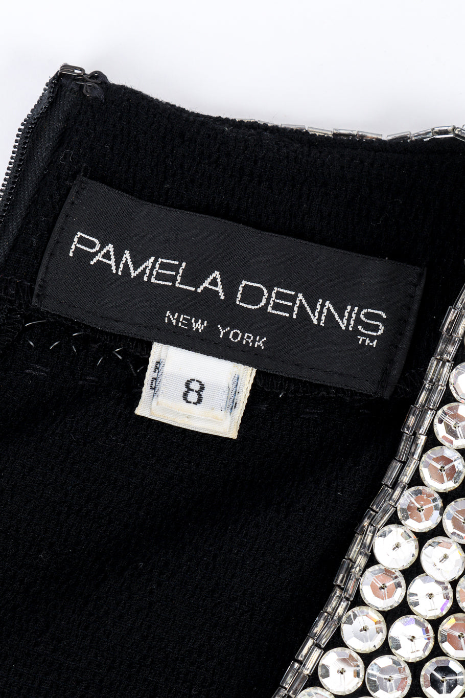 Vintage Pamela Dennis Crystal Plunge Dress signature label @recess la