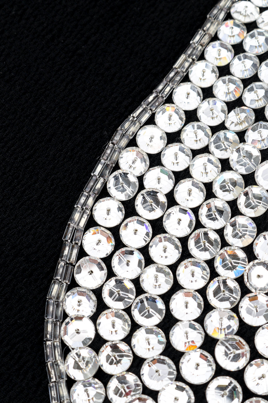 Vintage Pamela Dennis Crystal Plunge Dress beadwork closeup @recess la