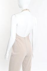 Vintage Pamela Dennis Wool Halter Jumpsuit back on mannequin closeup @recess la