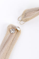 Vintage Pamela Dennis Wool Halter Jumpsuit crystal button closure closeup @recess la