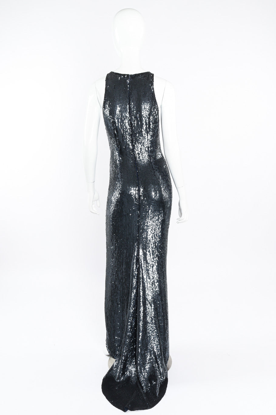 Sequin gown by Pamela Dennis on mannequin back @recessla