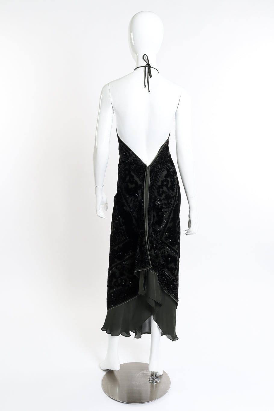 Vintage Pamela Dennis Floral Burnout Bias Halter Dress back on mannequin @recessla