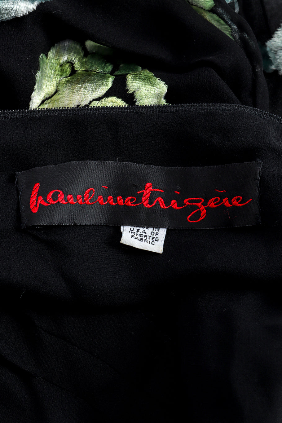 Vintage Pauline Trigere Burnout Floral Fur Dress signature label @recessla