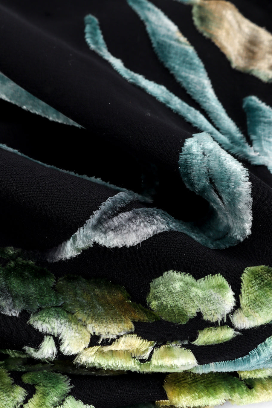 Vintage Pauline Trigere Burnout Floral Fur Dress fabric closeup @recessla
