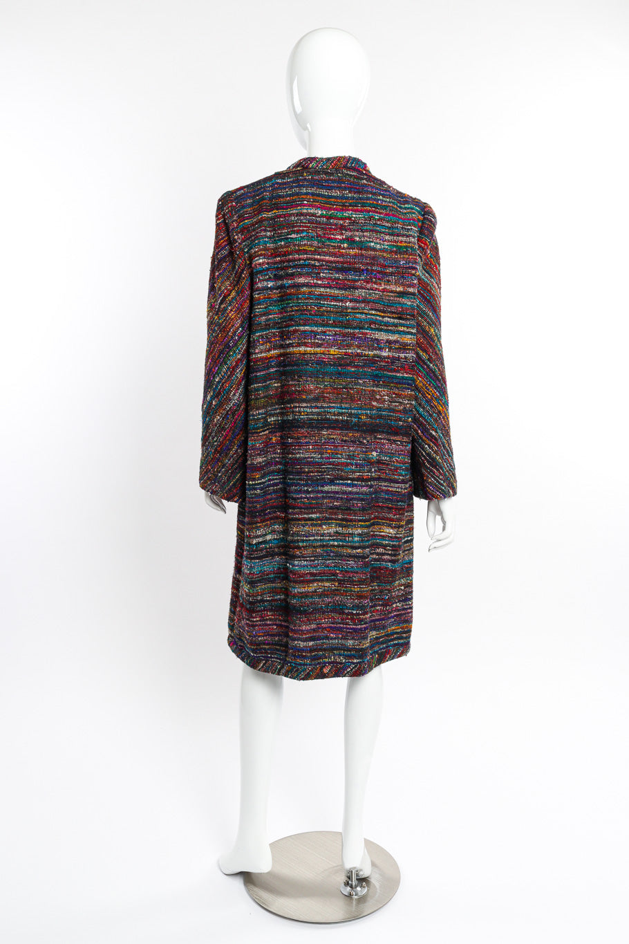 Woven Stripe Duster Coat by Pauline Trigere on mannequin back @recessla