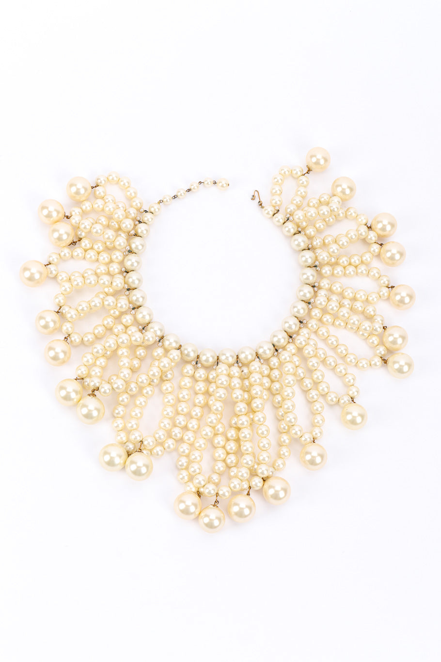 Vintage Marvella Pearl Fringe Collar Necklace front @recessla
