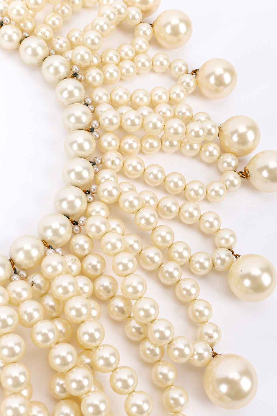 Vintage Marvella Pearl Fringe Collar Necklace pearl closeup @recessla