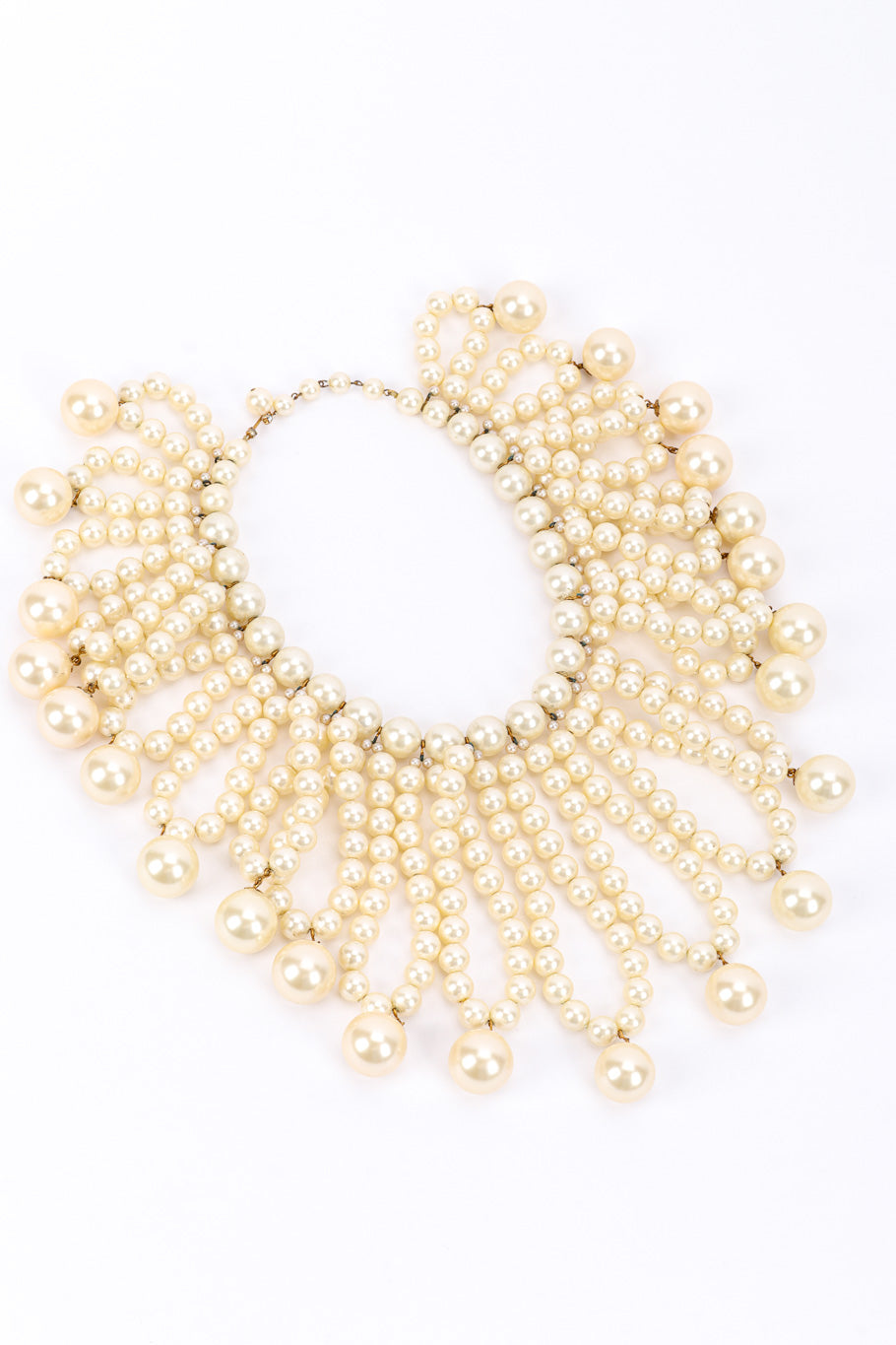 Vintage Marvella Pearl Fringe Collar Necklace back @recessla