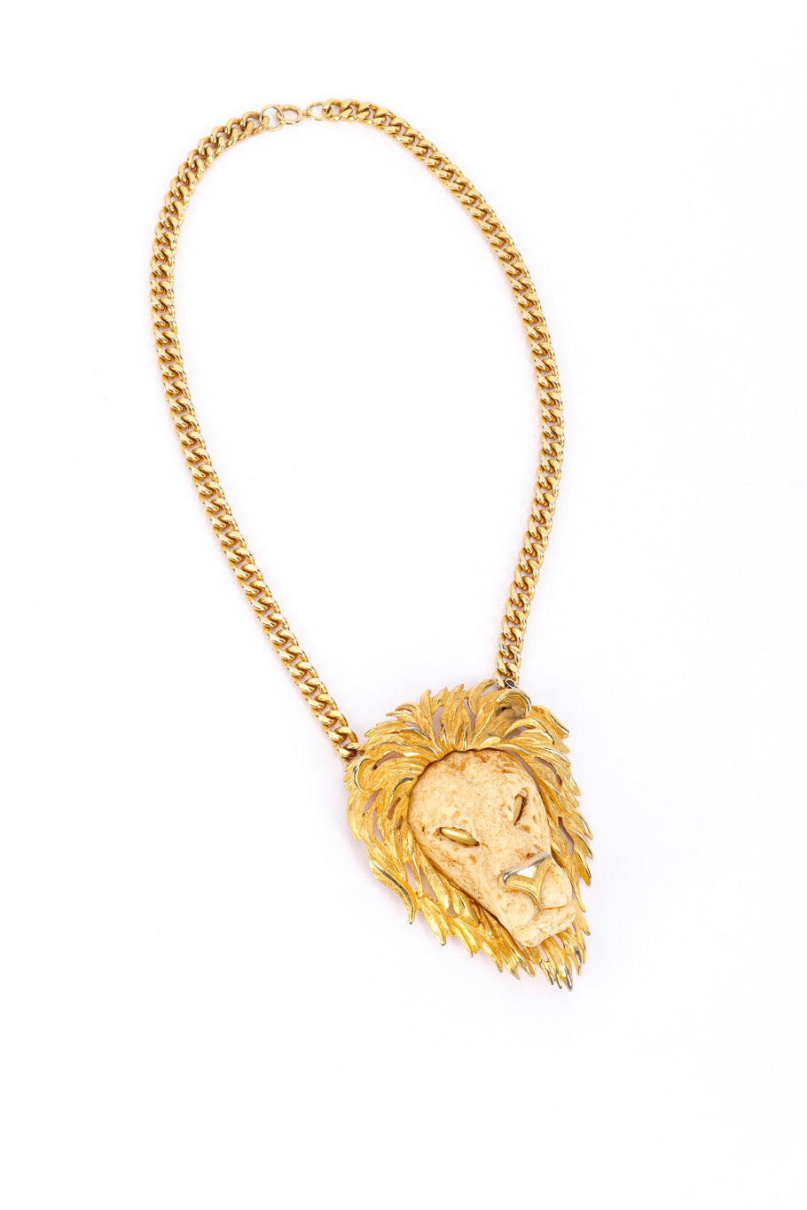 Vintage Luca Razza Lion Head Pendant Necklace II front @recessla