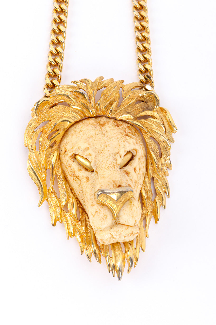Vintage Luca Razza Lion Head Pendant Necklace II pendant closeup @recessla