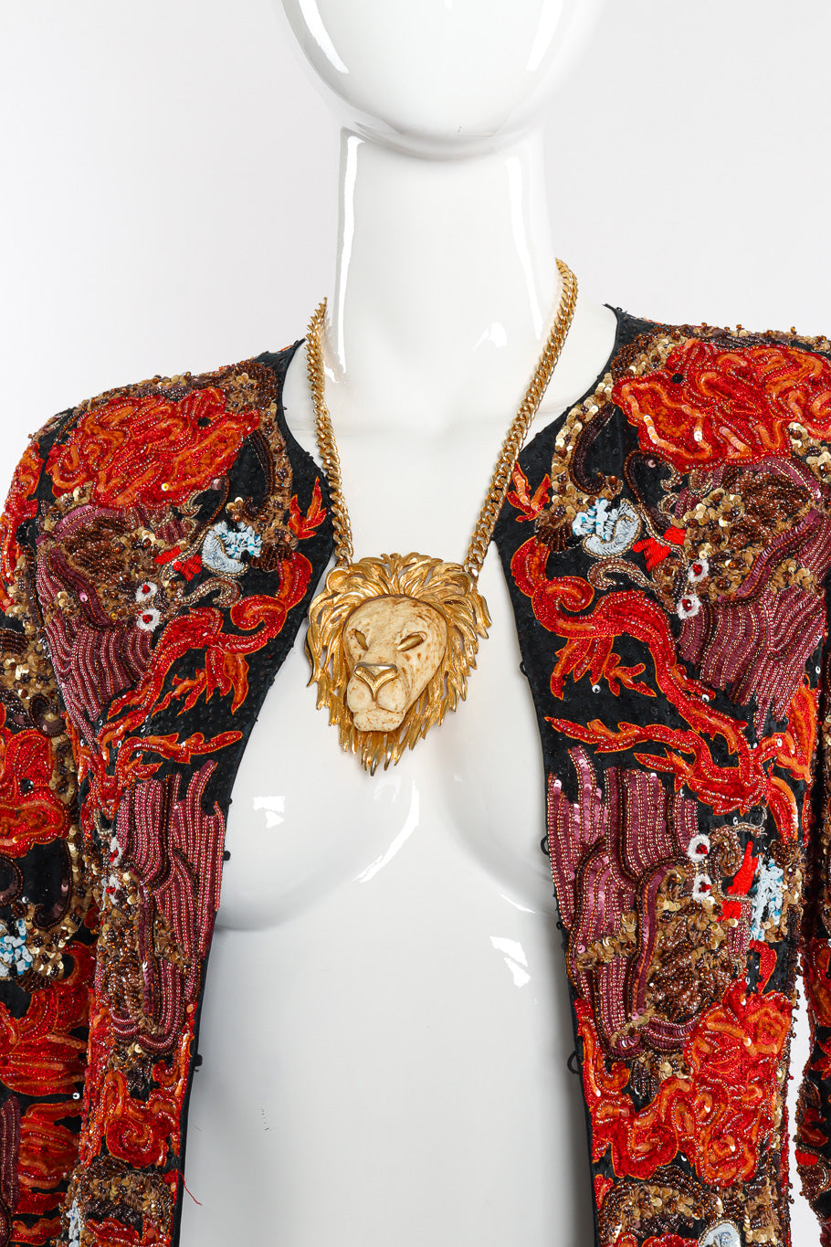 Vintage Luca Razza Lion Head Pendant Necklace II on mannequin @recessla