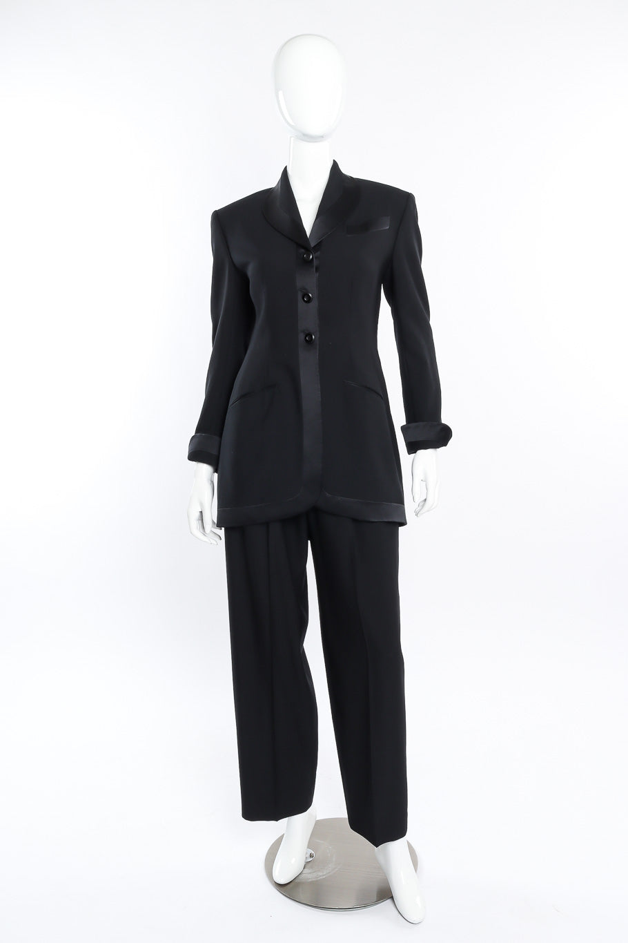 Vintage Richard Tyler Tuxedo Pant Suit front view on mannequin @Recessla